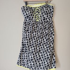 H&M Black and White Floral Dress with Yellow Accents